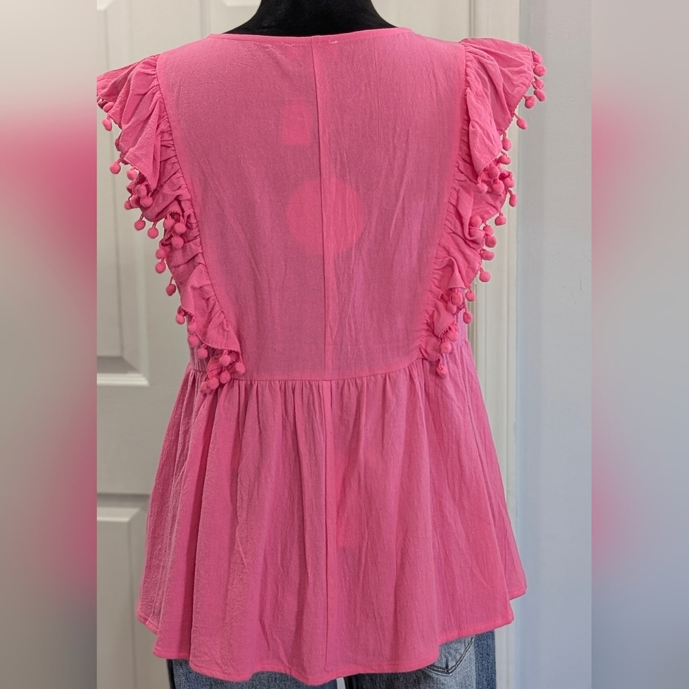 Pink Embroidered Ruffle Top - Picture 4 of 4